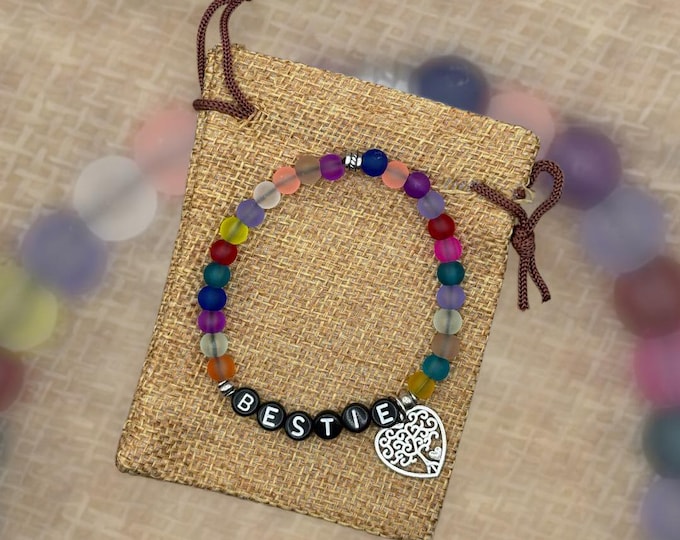 BESTIE Bracelet, Word Bracelet, Beaded Gift Bracelet, Word Jewelry, Positive Saying Bracelet, Gift for Best Friend, Gift for BFF