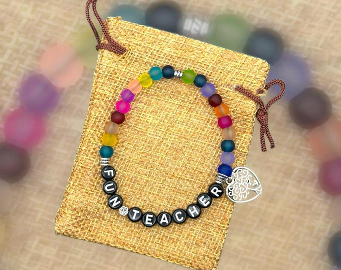 FUN TEACHER Bracelet, Word Bracelet, Affirmation Bracelet, Word Jewelry, Positive Saying Bracelet, Gift for Teacher, Teachers Pet Gift