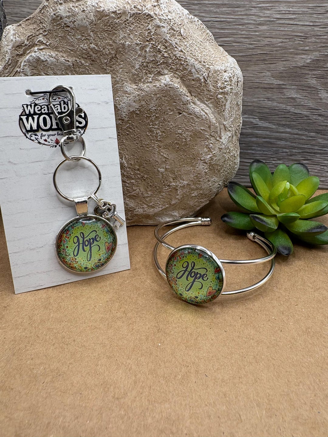 Hope Affirmation Key Ring and Bracelet Set - Etsy