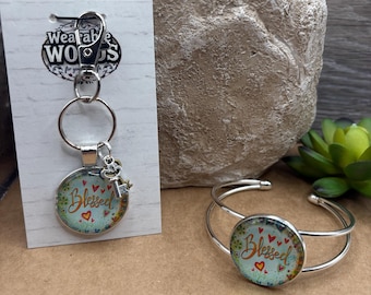 Blessed Charm Bangle Bracelet & Keyring Set