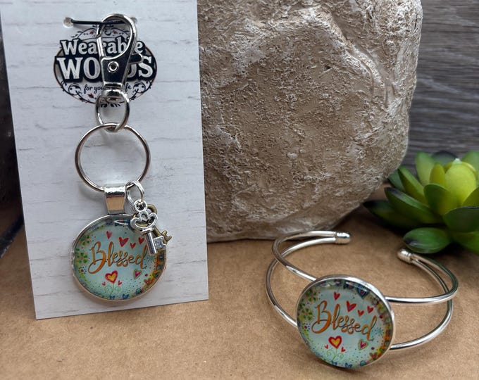 Blessed Charm Bangle Bracelet & Keyring Set