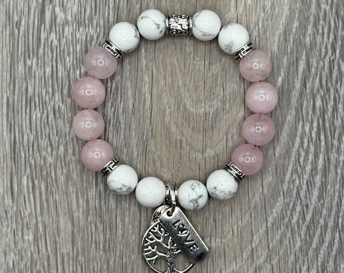 LOVE Bracelet, Word Bracelet, Affirmation Bracelet, Heart Bracelet, Gemstone Bracelet, Positive Saying Bracelet, Love Gift, Gift for Her