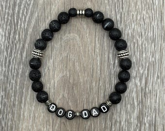 DOG DAD Beaded Bracelet, Pet Lover Gift, Gift for Him