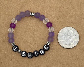 Handcrafted "I SHINE" Kids Bracelet, Glass Beads, Affirmation Jewelry