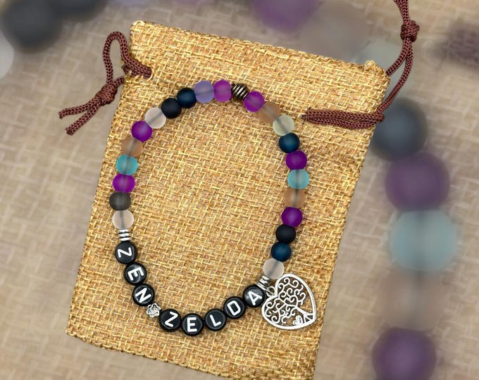 ZEN ZELDA Bracelet, Word Bracelet, Beaded Gift Bracelet, Word Jewelry, Positive Saying Bracelet, Gift for Zen Friend, Woo Hoo Gift,
