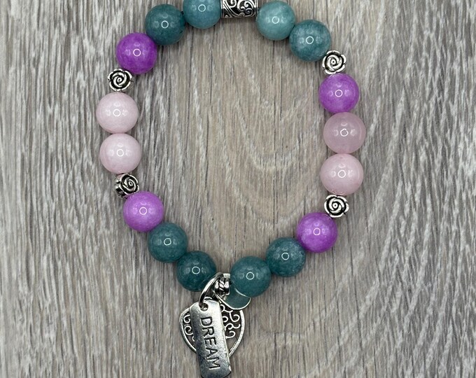 DREAM Bracelet, Word Bracelet, Affirmation Bracelet, Inspirational Bracelet,  Gemstone Bracelet, Positive Saying Bracelet, Gift For Her