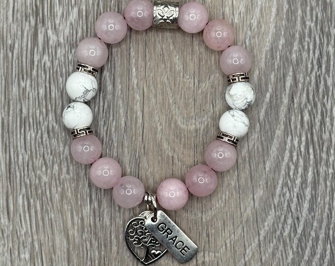GRACE Bracelet, Word Bracelet, Affirmation Bracelet, Courage Bracelet, Gemstone Bracelet, Positive Saying Bracelet, Spiritual Bracelet, Love