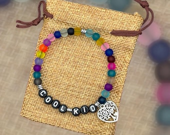 COOL KID Bracelet, Word Bracelet, Beaded Gift Bracelet, Word Jewelry, Positive Saying Bracelet, Gift for Child, Gift for Daughter