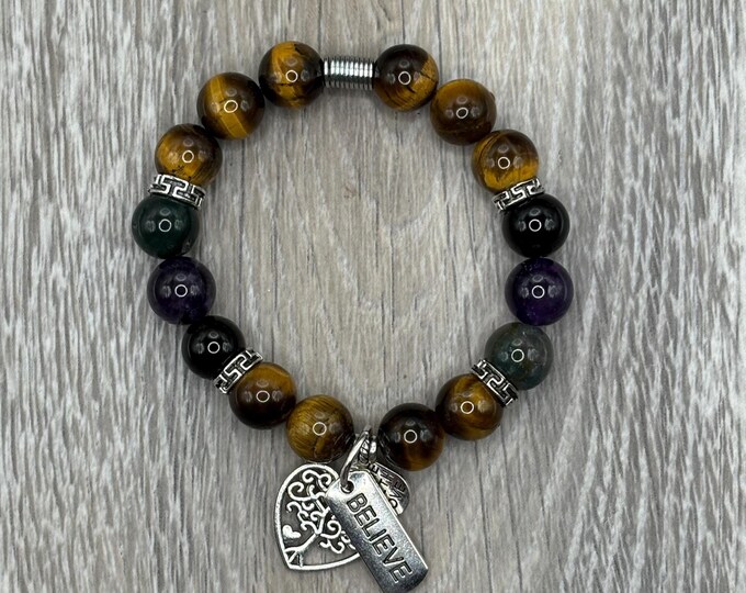 BELIEVE Bracelet, Word Bracelet, Affirmation Bracelet, Funny Bracelet,  Gemstone Bracelet, Positive Saying Bracelet, Mental Health Gift