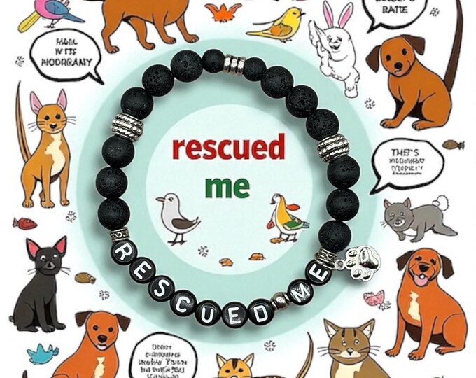 RESCUED ME, Cat Bracelet, Pet Gift for Pet Lovers, Cat Lady Gift, Dog Lover Gift, Pet Lover Bracelet, Bracelet for Pet Lover, For Dog Mom