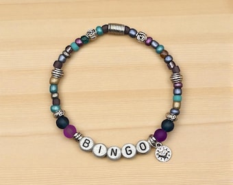 BINGO Bracelet, Word Bracelet, Fun Bracelet, Game Bracelet, Positive Saying Bracelet, Senior Gift, Gift for Her, Gift for Fun Lover