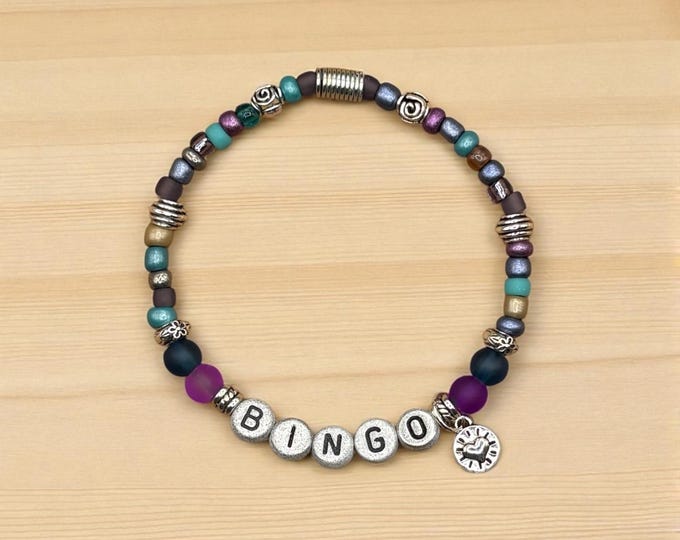 BINGO Bracelet, Word Bracelet, Fun Bracelet, Game Bracelet, Positive Saying Bracelet, Senior Gift, Gift for Her, Gift for Fun Lover