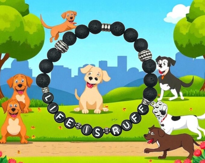 LIFE IS RUFF, Cat Bracelet, Pet Gift for Pet Lovers, Cat Lady Gift, Dog Lover Gift, Dog Lover Bracelet, Bracelet for Pet Lover, For Dog Mom