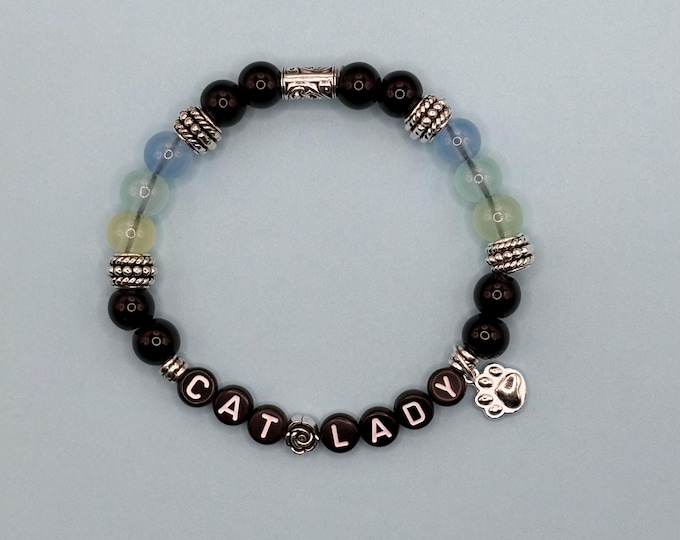 Cat Lady Beaded Bracelet, Pet Lover Gift