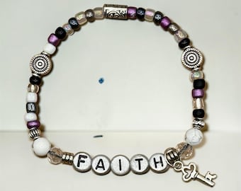 FAITH Inspired Affirmation Word Bracelet, Scripture Based, Gift for Her, Name Bracelet, Faith Based, Religious