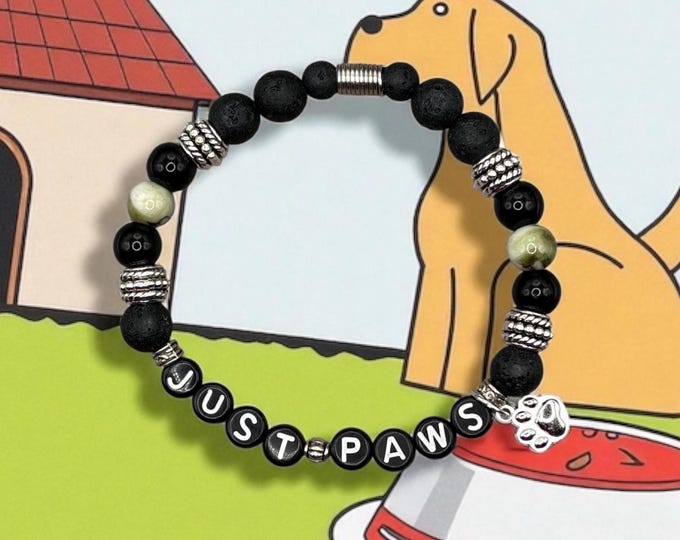 JUST PAWS, Cat Bracelet, Pet Gift for Pet Lovers, Cat Lady Gift, Dog Lover Gift, Pet Lover Bracelet, Bracelet for Pet Lover, Zen Pet Gift