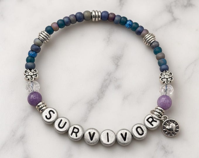 SURVIVOR Scripture-Inspired Faith Gift Affirmation Word Bracelet, Gift for Loved One Psalm 46:1