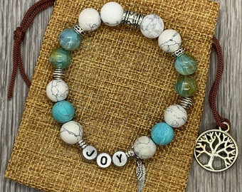 Wearable Words, Word Bracelet, Affirmation Bracelet, Gratitude Bracelet,  Gemstone Bracelet, Positive Saying Bracelet, Religious Gift