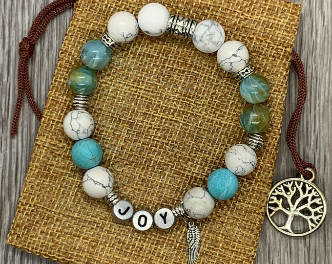 Wearable Words, Word Bracelet, Affirmation Bracelet, Gratitude Bracelet,  Gemstone Bracelet, Positive Saying Bracelet, Religious Gift