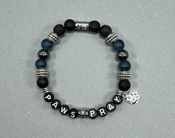 PAWS PRAY Beaded Bracelet, Pet Lover Gift,