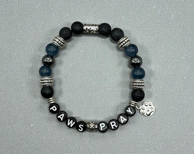PAWS PRAY Beaded Bracelet, Pet Lover Gift,
