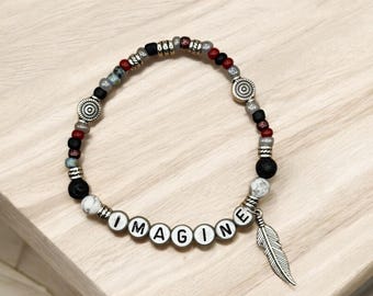 IMAGINE Bracelet, Word Bracelet, Affirmation Bracelet, Gem Bracelet, Positive Saying Bracelet, Love Gift, Gift for Her, Loved One Gift