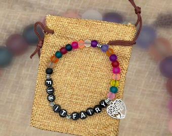 FIX IT FAIRY Bracelet, Word Bracelet, Beaded Gift Bracelet, Word Jewelry, Positive Saying Bracelet, Gift for Best Friend, Gift for Gal,