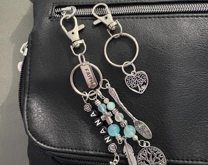 Personalized Affirmation Bag Charm, Stainless Steel Keyring