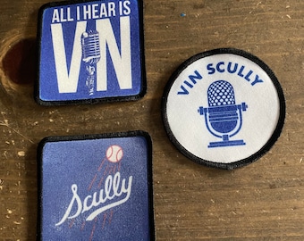 Vin Scully Dodgers Iron-On Memorial Baseball Fan Patch Tribute
