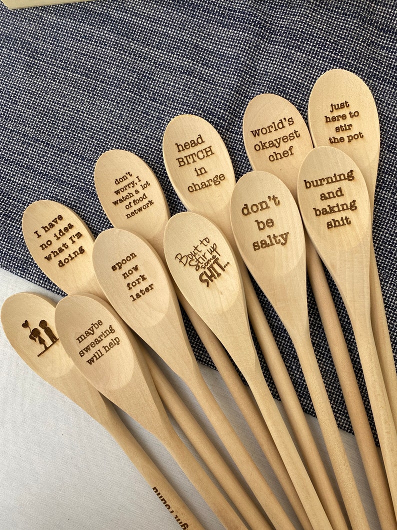 Personalized Wooden Spoons Laser Engraved Sayings Perfect Etsy