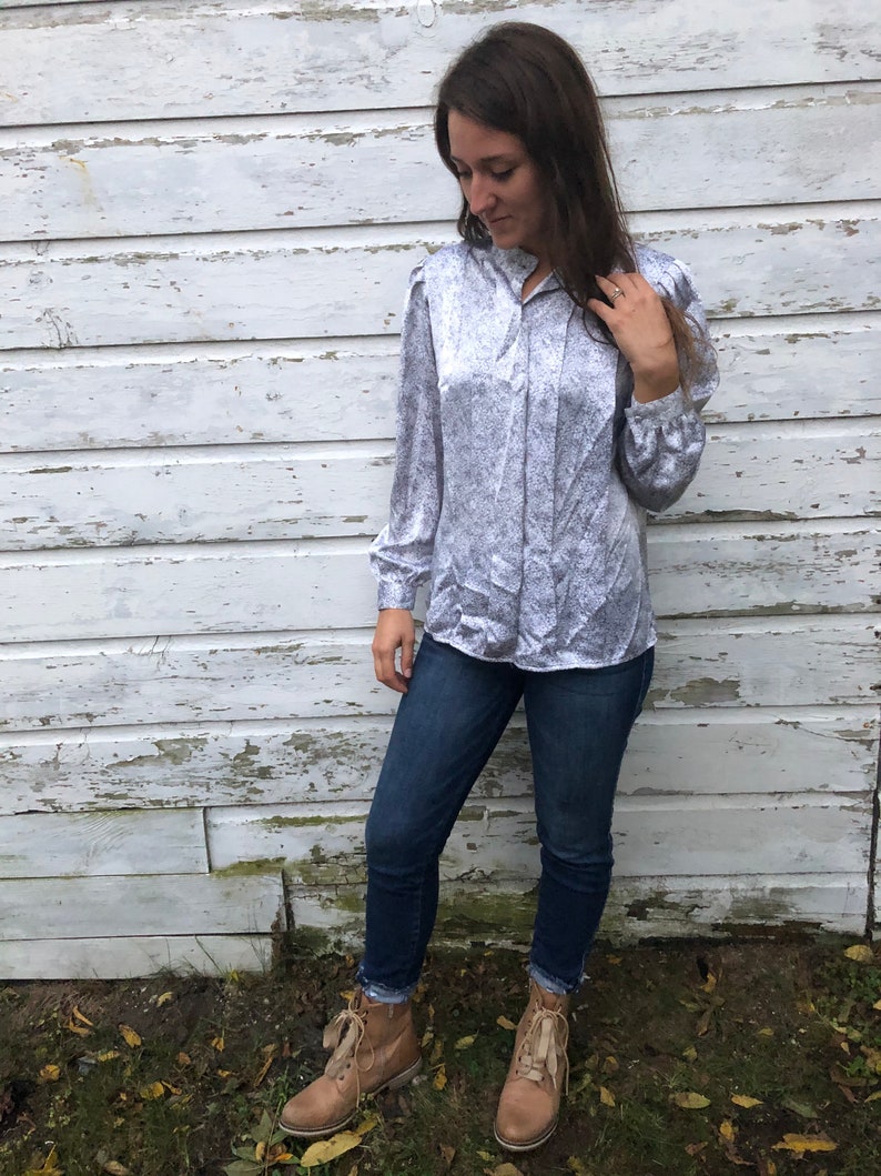 Vintage Silky Women/'s Blouse