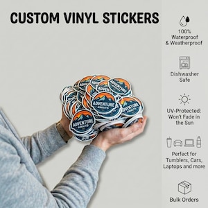 Custom Waterproof Vinyl Stickers, Die-Cut Shapes (Laminated or Standard) Bild 3