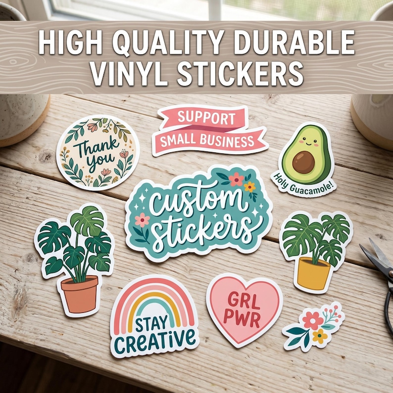 Custom Waterproof Vinyl Stickers, Die-Cut Shapes (Laminated or Standard) Bild 1