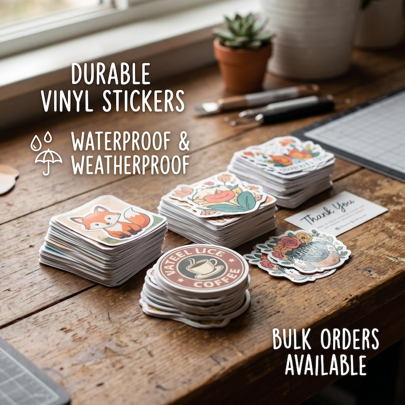 Custom Waterproof Vinyl Stickers, Die-Cut Shapes (Laminated or Standard) Bild 5
