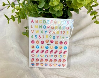 Neon Sign Nail Sticker Decals Alphabet Number Emoji Bright Vibrant Nail Art Supplies