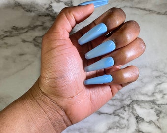 Baby Blue Press On Fake Nails Etsy