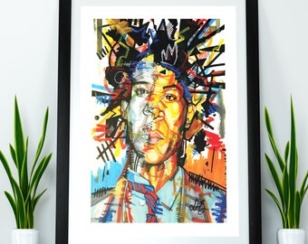 Jean Michel Basquiat, Basquiat Poster, Basquiat Crown Art Print Wall Decor, Andy Warhol, Boxing, Man Cave, Contemporary, Street Art, Modern