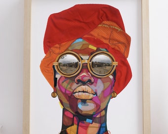 African American Art, Black Woman Art, Head Wrap, Turban, Feminist art, black girl magic, wall print, afro art, fashion print, black Art