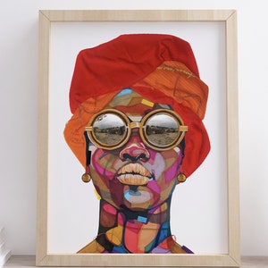 African American Art, Black Woman Art, Head Wrap, Turban, Feminist art, black girl magic, wall print, afro art, fashion print, black Art