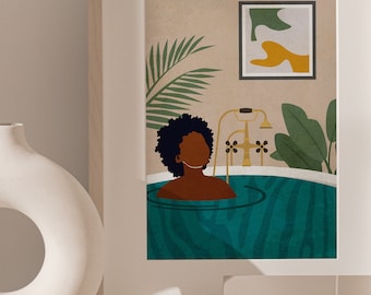 Nude woman  art, Bathroom Art, Black Woman Art, Female body print, Minimalist bathroom wall art, Naked woman poster, Simple home wall decor