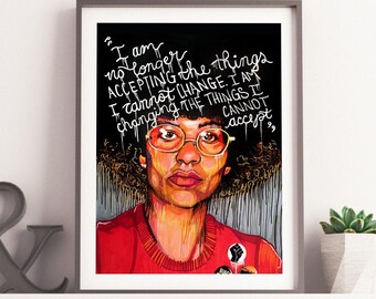 Angela Davis Art Print, Black History Month, Civil Rights Poster