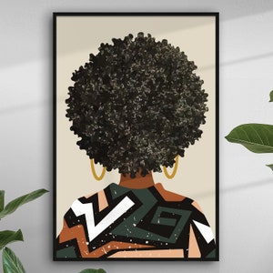 Colorful Afro Girl Art, Wall Art, Black History Celebration | Canvas Print