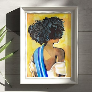 Curls, Black Woman Illustration, Portrait Print, Black Girl Wall Art, African woman Art, African American art, Melanin art, Afro, Curly Hair