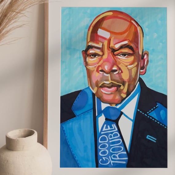 John Lewis Art Civil Rights Pioneer Wall Art Decor Print Etsy