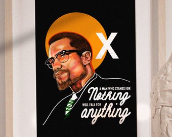 Malcolm X, Limited Edition Print, Digital Collage, Black Art, African Art, Black Man Art, American Writer, Motivational, Civil Rights, MLK