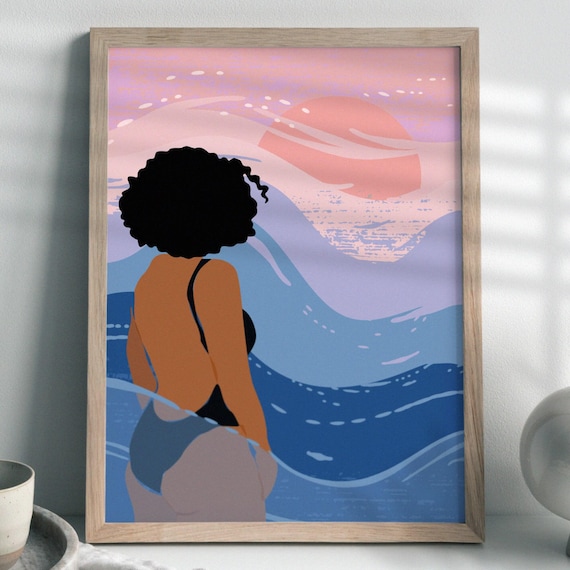 Aerial Beach Photo Summer Beach Art Modern Beach Poster Pastel Beach Photo People on the Beach Summer Beach Waves Pink Beach Wall Art