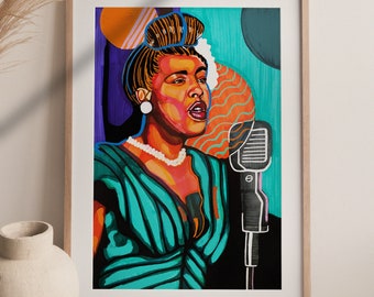 Billie Holiday Art, African American, Black Art, Black History, Jazz Artwork, Women's History, feminist, Civil Rights Poster, Minimalism