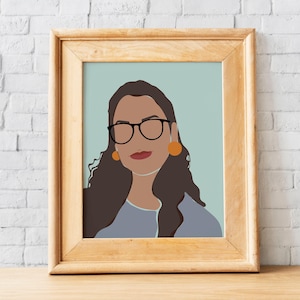 Woman With Glasses Art, Woman Illustration art, Portrait Print, Girl Wall Art, Female Art, American art, Abstract, Boho, Colorful Print