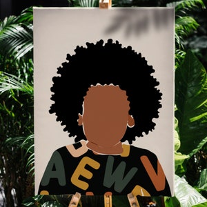 Baby Fro Art Print, School, Children Art, African American Art, Butterfly Art, Little Girl Art, Black Art, Kids Art, Black Girl Magic Art