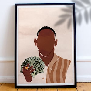 Money on the wall | Business Motivation | Gift for Businessman | Money Decor | Money Art | Entrepreneur Art | Black Art | Black Man | Rich